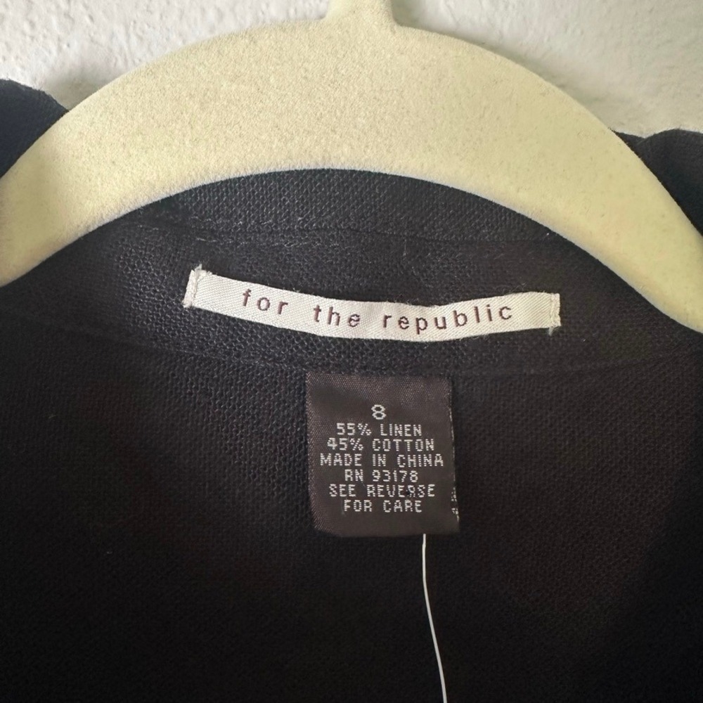 For The Republic Y2K Black Cropped Jacket Linen Cotton Blend Zip Cuff Small NWT - Picture 2 of 8